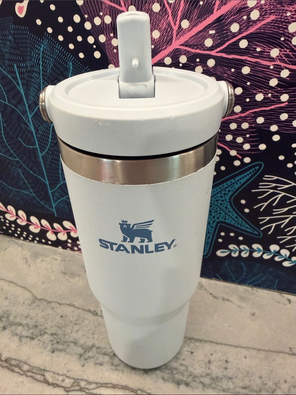Stanley Light Baby Blue Travel Tumbler with Stainless Accent No Straw